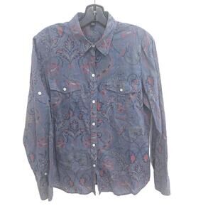 Lauren Jeans Company Ralph Lauren Blue /Red Paisley Button-Up Shirt  - Large